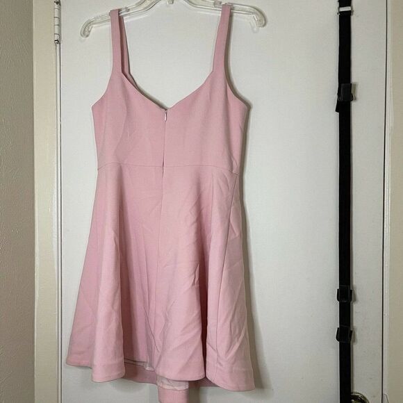 LIKELY pink delancey v neck flare mini dress size US 10 $178 - Picture 8 of 8